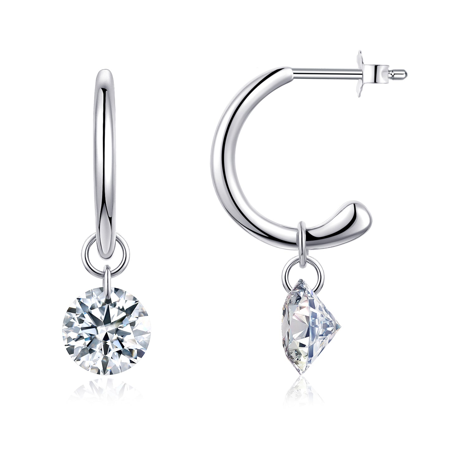 Top-quality Moissanite Luxury Silver Stud Earrings S925 Silver Plated Platinum