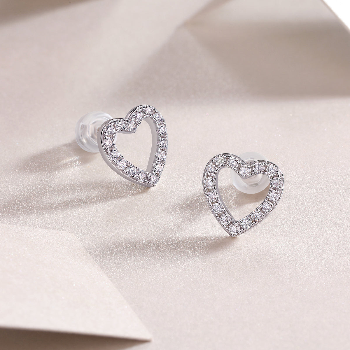 From The Heart - Premium Moissanite Luxury  Silver Stud Earrings S925 Silver Plated Platinum