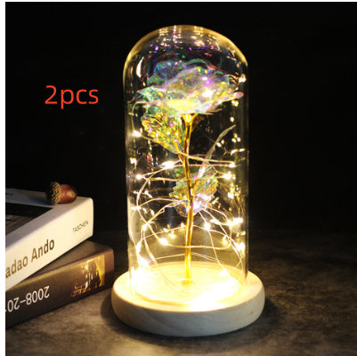 Galaxy Enchanted Rose in Glass Dome with LED Lights | Forever Flower Gift