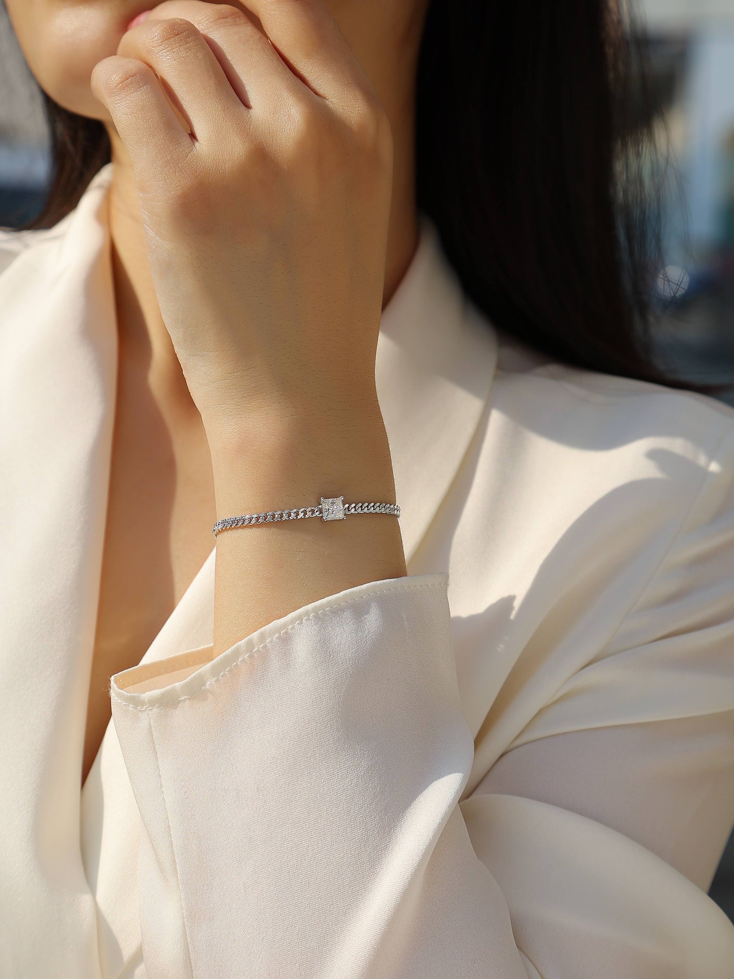 Tenacity - Fashionable Light Luxury Silver Bracelet With Top-Grade Moissanite S925, Platinum-Plated Silver