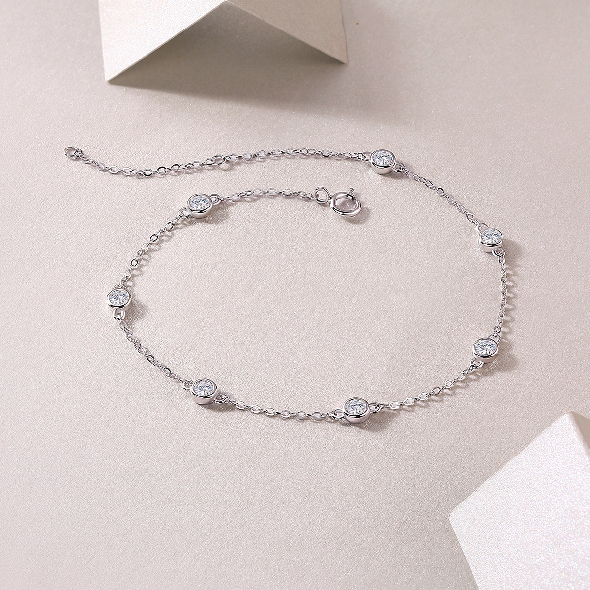 Luxury Moissanite Diamond S925 Sterling Silver Bezel Bracelet for Women