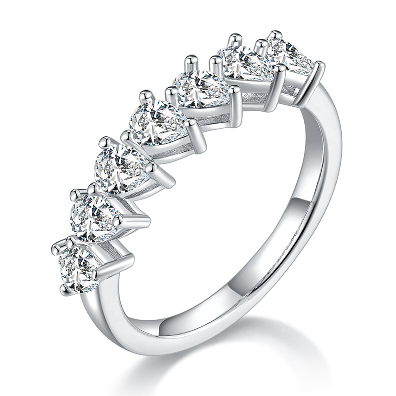 Luxury Silver Ring Set With Top-quality Moissanite, S925 Silver Plated With Platinum