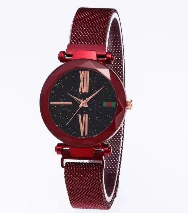 Starry Sky Women's Watch - Magnetic Mesh Band & Faceted Crystal Dial