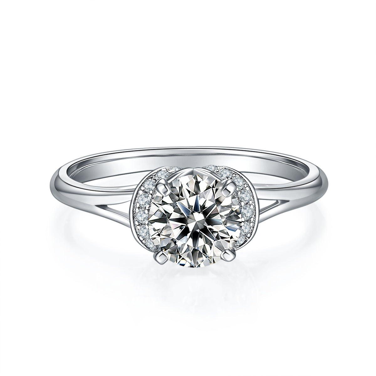 1-carat Luxury Silver Ring Set With Top-quality Moissanite D Color VVS, S925 Silver Plated Platinum