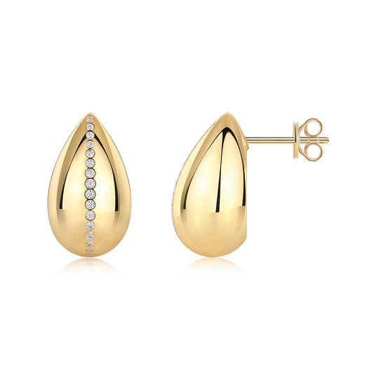 Light And Shadow Water Drop - Premium Moissanite Luxury Silver Stud Earrings S925 Silver Electroplated Gold