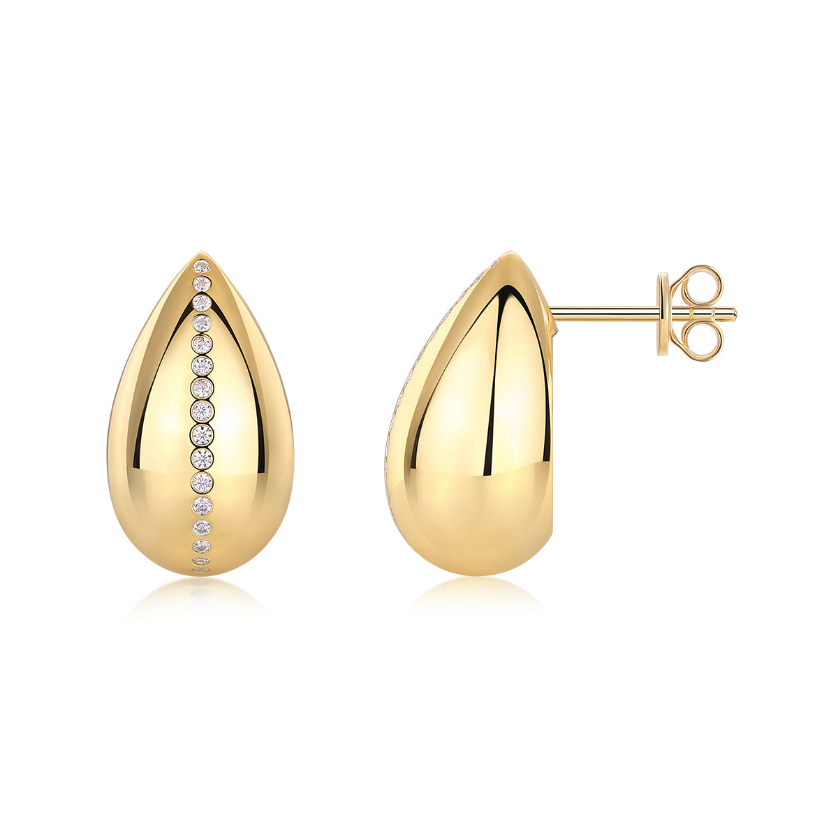 Light And Shadow Water Drop - Premium Moissanite Luxury Silver Stud Earrings S925 Silver Electroplated Gold
