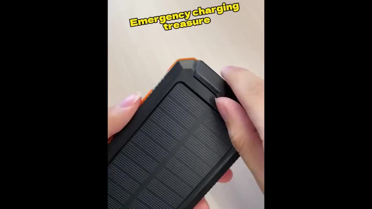 20000mAh Portable Solar Power Bank with Compass | Dual USB Output & LED Flashlights | Rugged External Battery Charger for Camping & Outdoor Activities