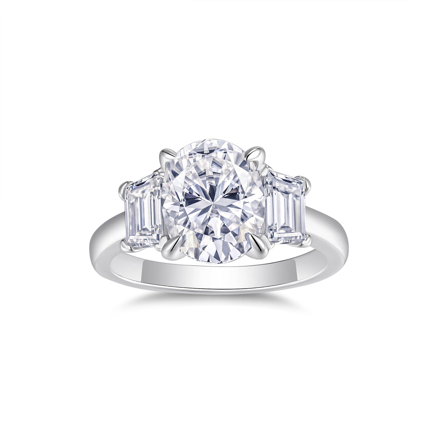 Egg-shaped Moissanite Set With Top-quality Moissanite , Luxury Silver Ring S925 Silver Plated With Platinum