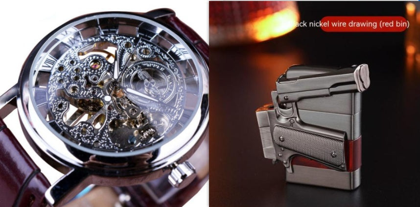 Transparent Golden Skeleton Mechanical Watch for Men