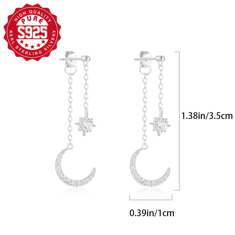 S925 Silver, Moon Hook Design, Elegant and Sophisticated Earrings
