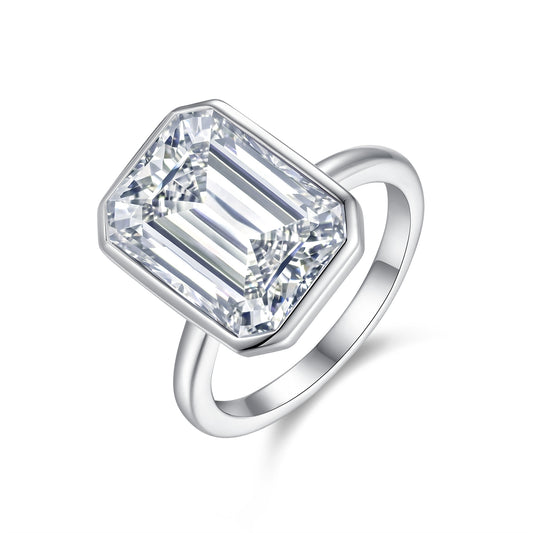 Octagonal Moissanite Set With Top-quality Moissanite D Color VVS ,  Luxury Silver Ring S925 Silver Electroplated With Platinum