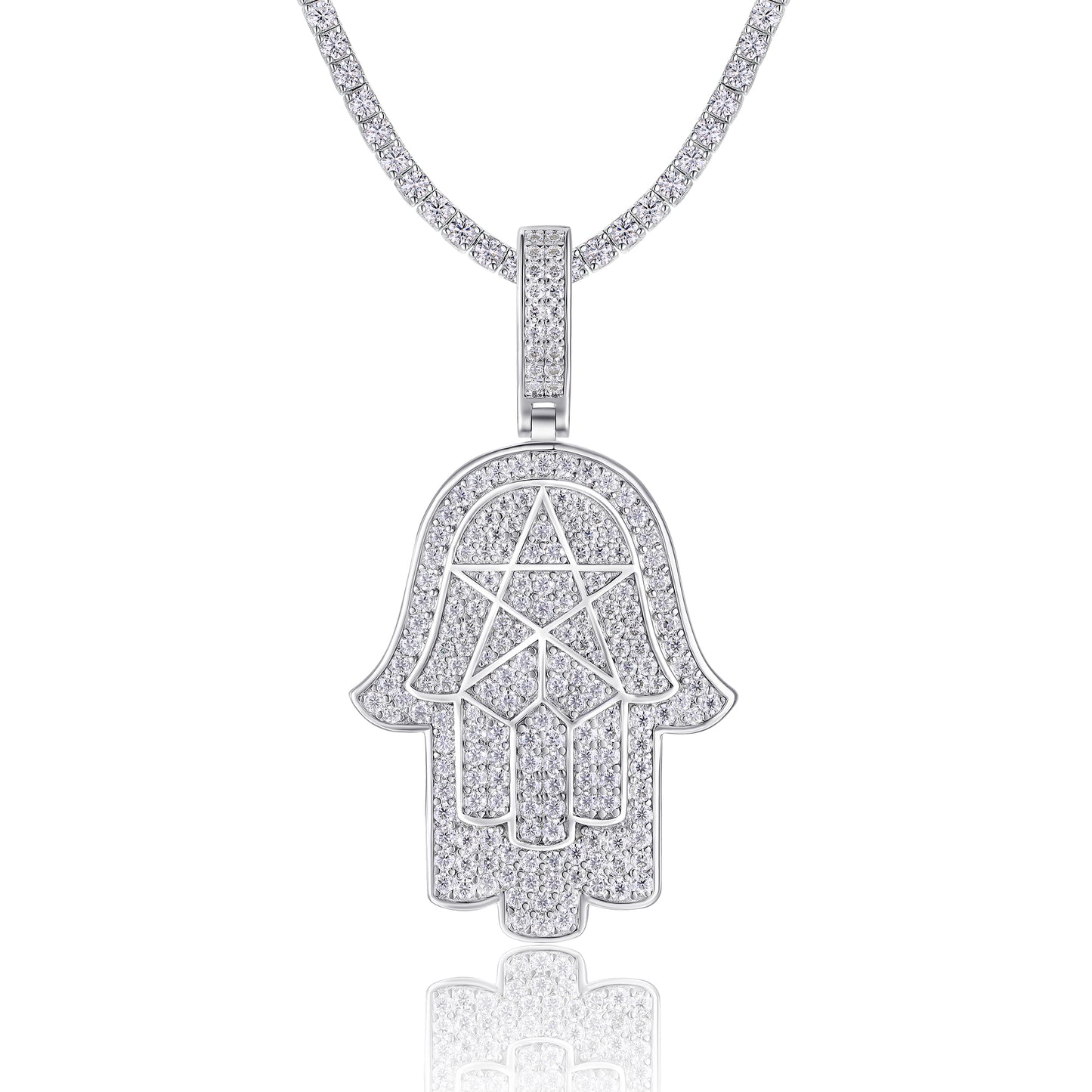 Luxury Silver Necklace Set With Top-quality Moissanite, S925 Silver Electroplated With Platinum