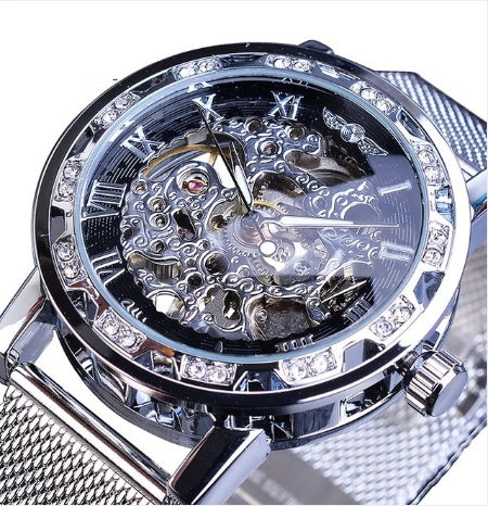 Luxury Men’s Hollow Mechanical Watch – Automatic Skeleton Style