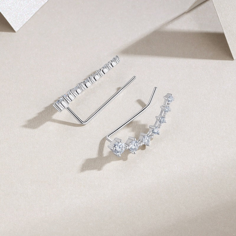 Luxury Silver Stud Earrings Set With
Top-quality Moissanite, S925 Silver Plated Platinum