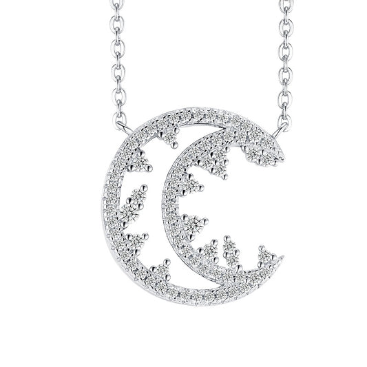 Luxury Silver Necklace Set With Top-quality Moissanite, Made Of S925 Silver Electroplated With Platinum.