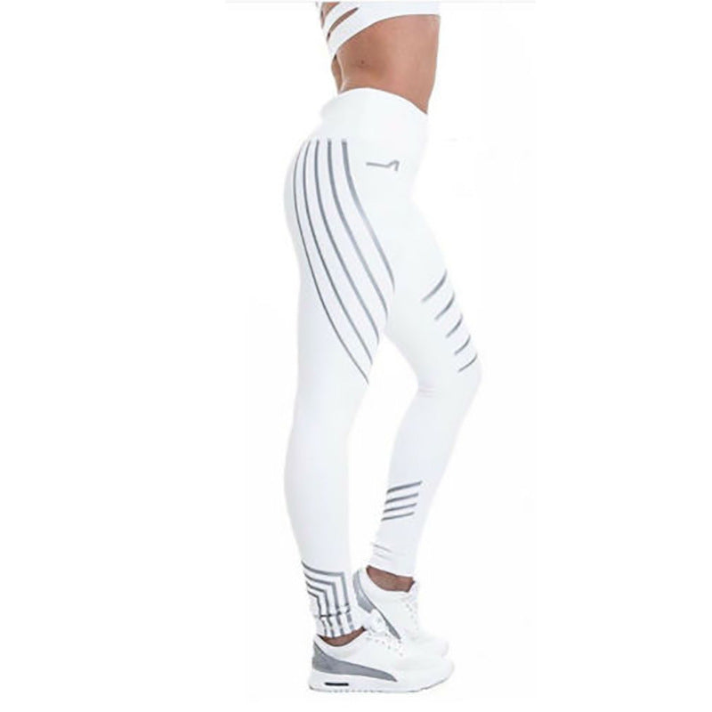 Reflective High-Waist Yoga Pants – Comfortable Stretch Activewear in Multiple Colors