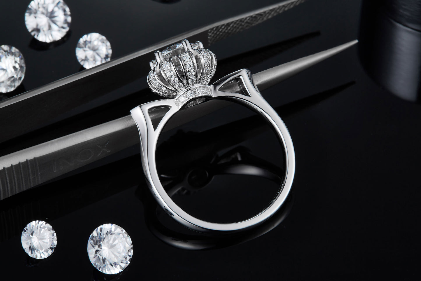 1-carat Luxury Silver Ring Set With Top-quality Moissanite D Color VVS , S925 Silver Plated Platinum
