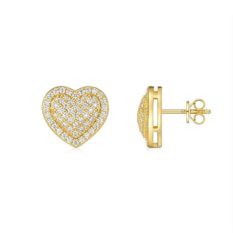 Luxury Silver Stud Earrings Set With Top-quality Moissanite ,S925 Silver Electroplated Gold