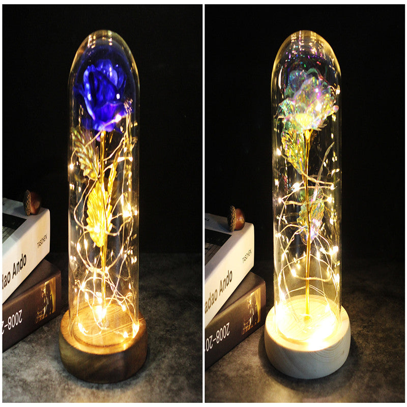Galaxy Enchanted Rose in Glass Dome with LED Lights | Forever Flower Gift