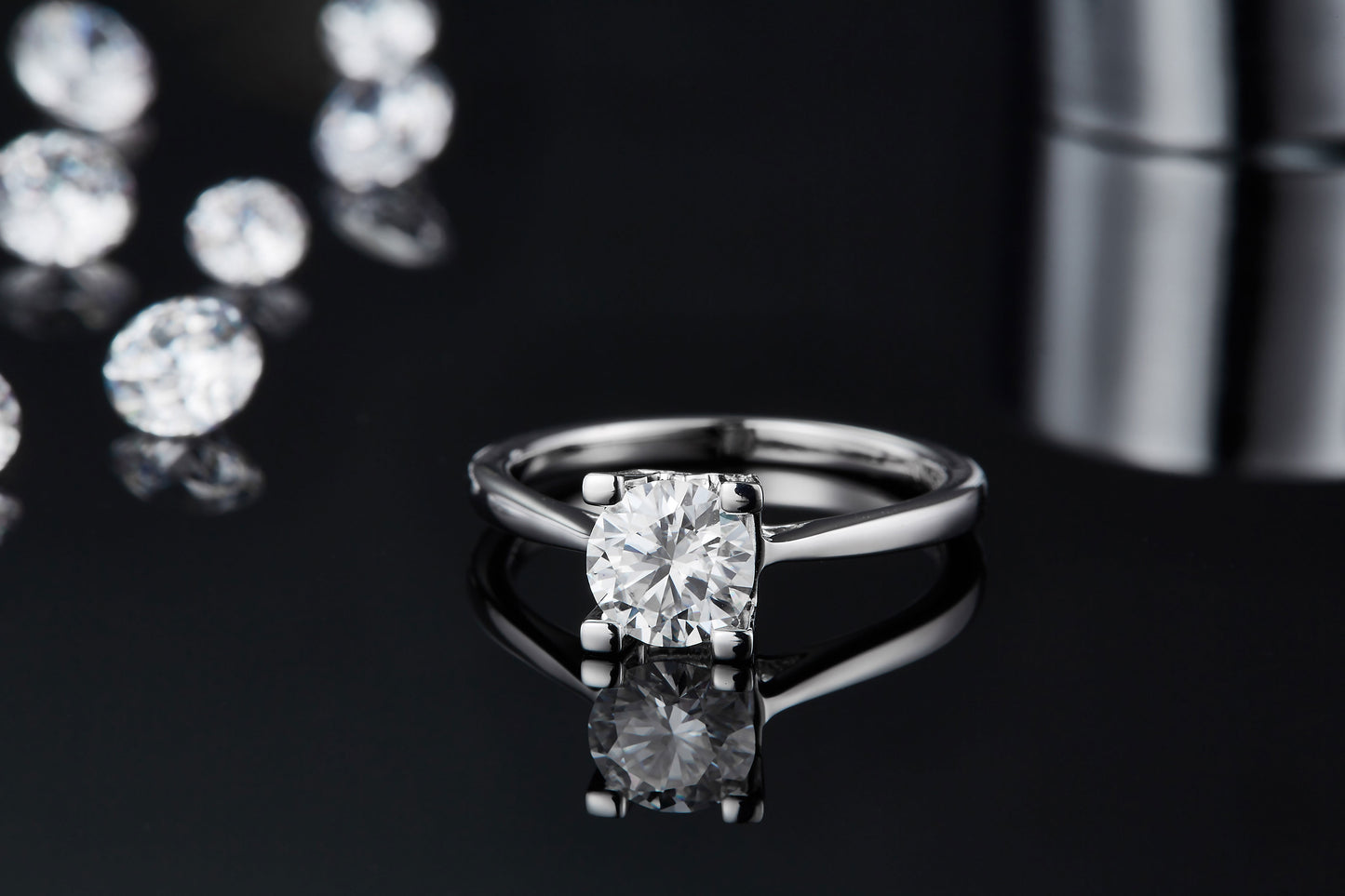 1-carat Luxury Silver Ring Set With Top-quality Moissanite D Color VVS, S925 Silver Plated Platinum