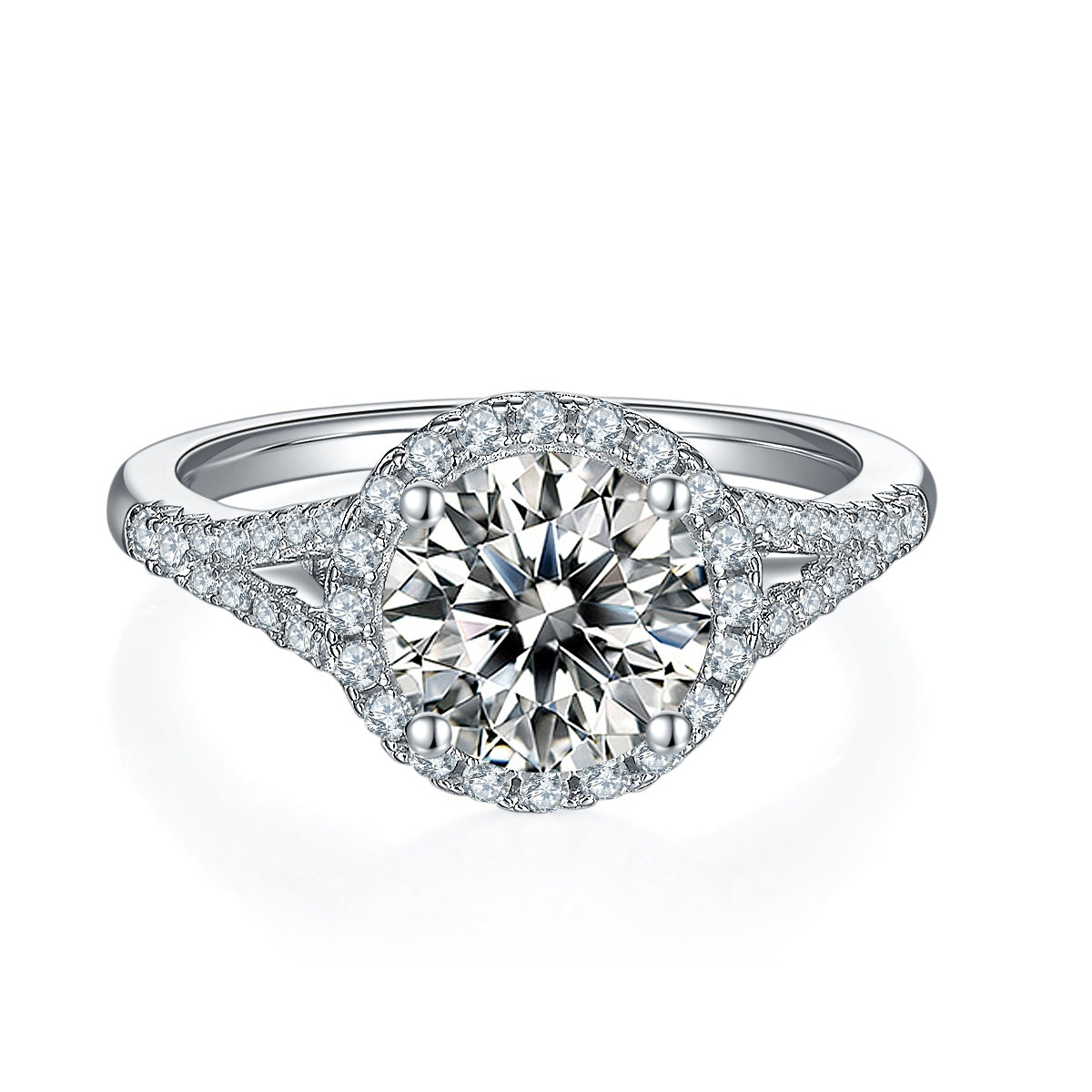2-carat Luxury Silver Ring Set With Top-quality Moissanite D Color VVS, S925 Silver Plated With Platinum