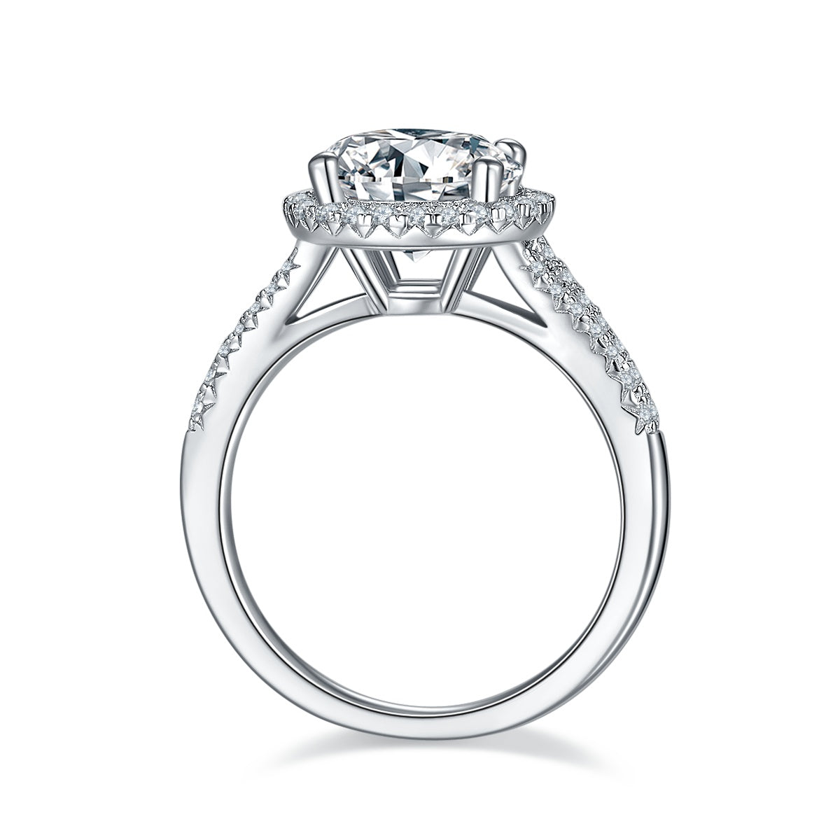 3-carat Luxury Silver Ring Set With Top-quality Moissanite D Color VVS , S925 Silver Plated With Platinum