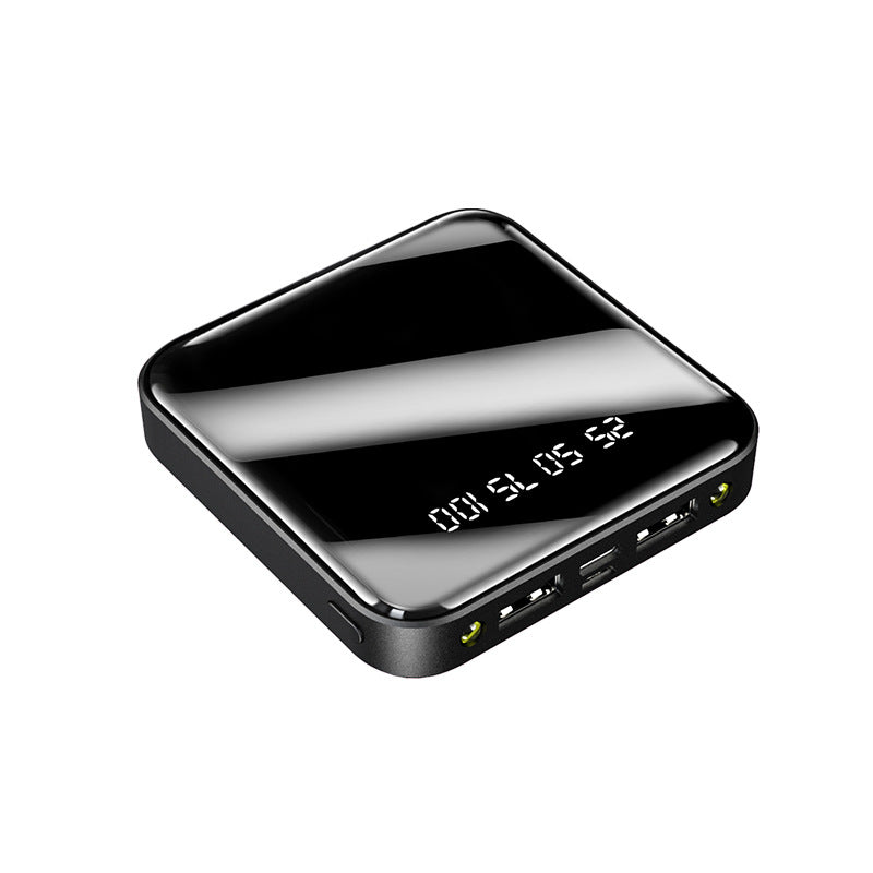 Mini Portable Power Bank (10000/20000mAh) – Ultra-Slim External Battery Pack with Full Mirror Digital Display & Dual USB Fast Charging