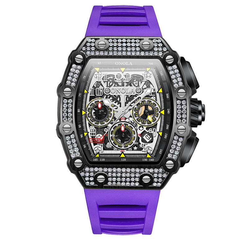 Luxury Full Diamond Mechanical Watch – Elegant Multi-Function Timepiece