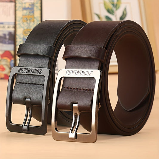 Men’s Leather Belt with Stainless Steel Buckle – Classic Casual & Business Style