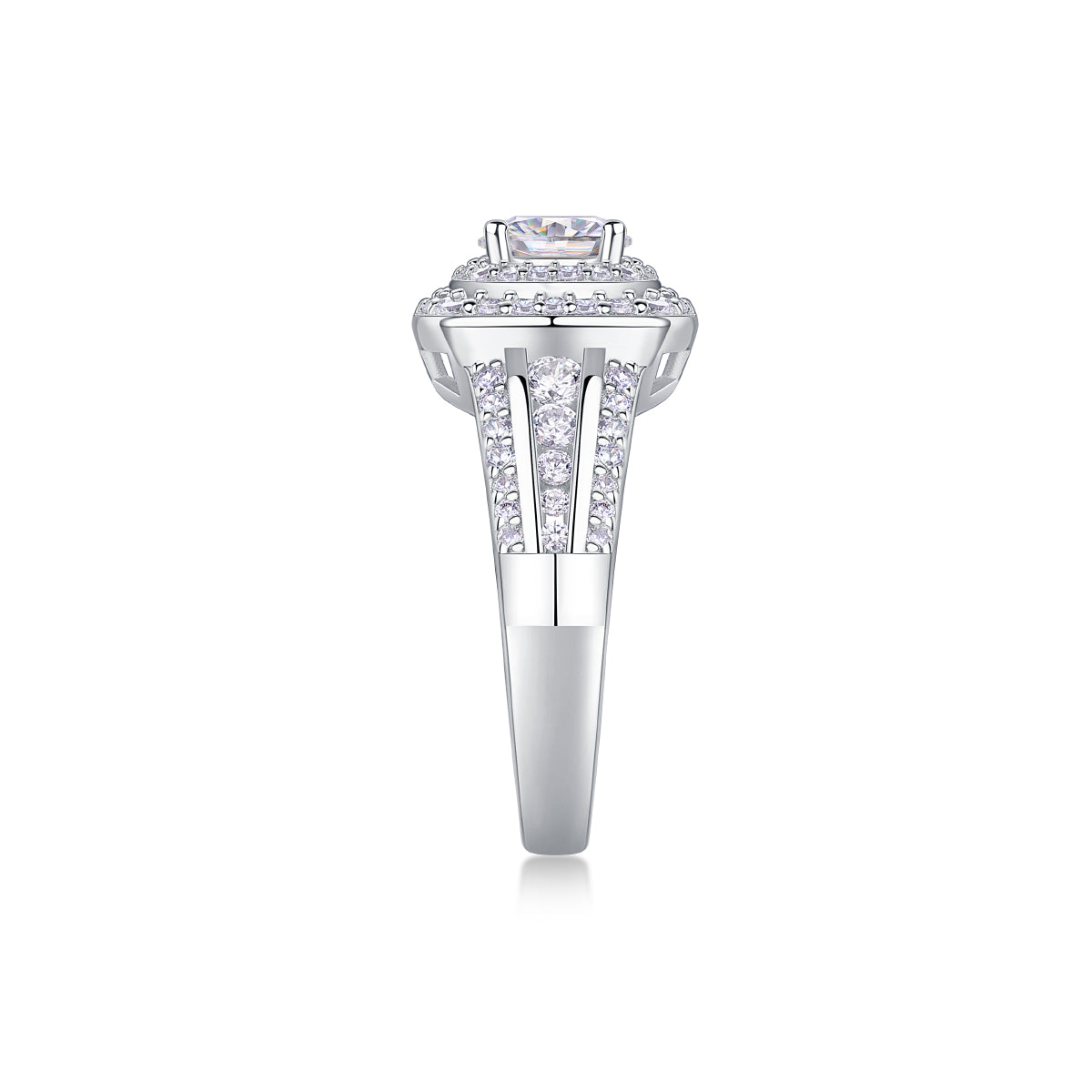 Starry Sky Crown - Luxury Silver Ring Set With Top-quality 1-carat Moissanite D Color VVS,  S925 Silver And Platinum-plated Diamond Ring