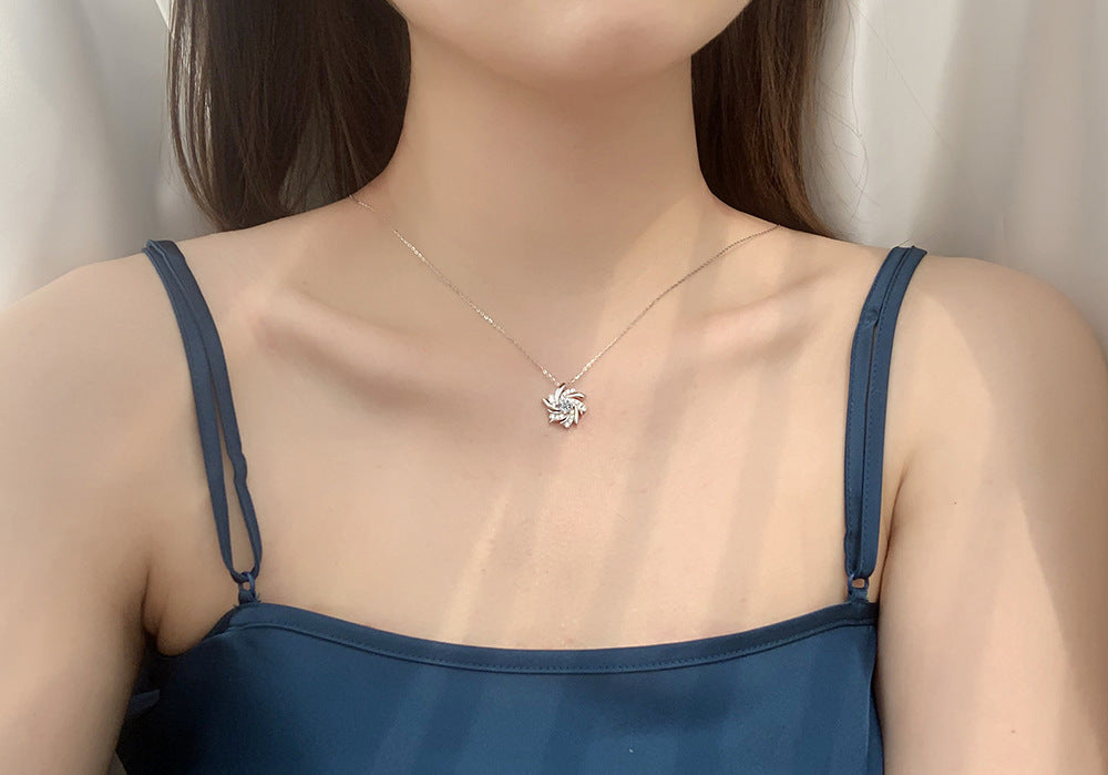 Top Quality Moissanite D Color VVS S925 Sterling Silver Windmill Necklace