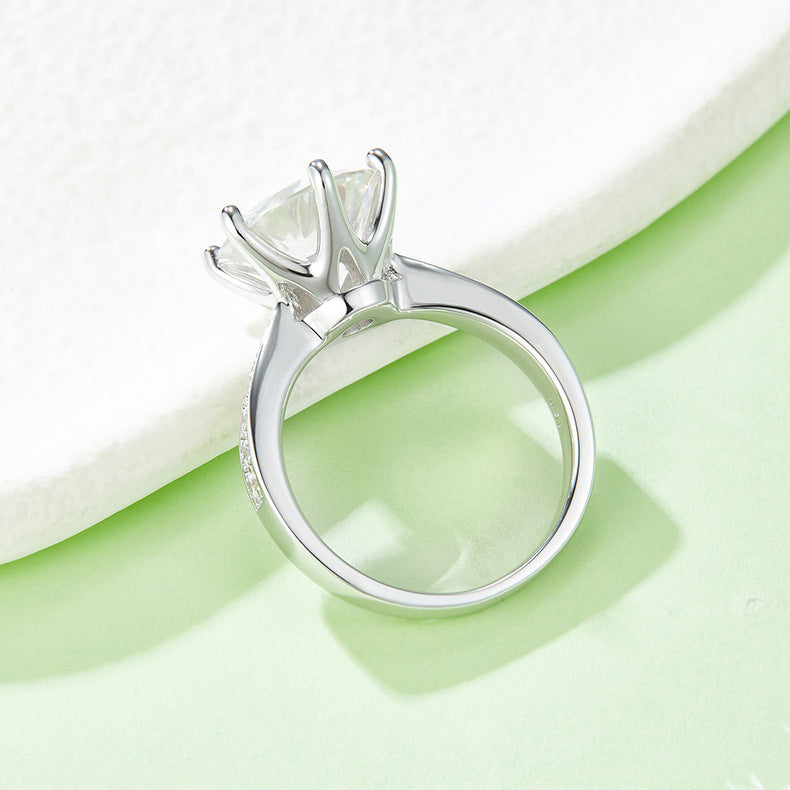 5-carat Luxury Silver Ring Set With Top-quality Moissanite D Color VVS, S925 Silver Plated With Platinum