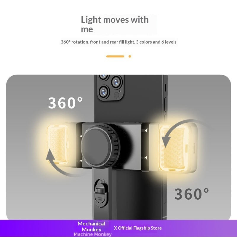 Mechanical Single-Axis Handheld Gimbal Stabilizer with Dual Fill Lights