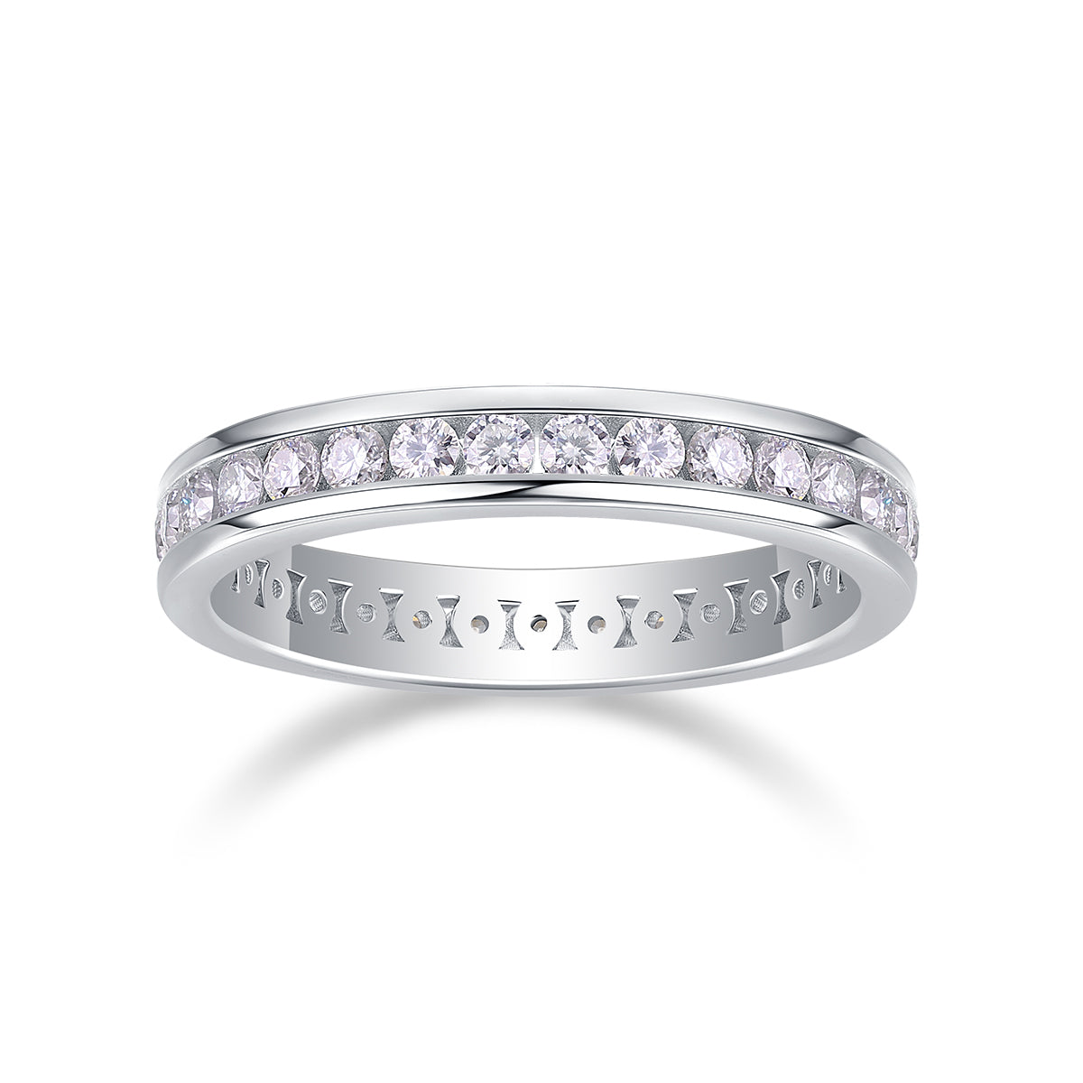 Luxury Silver Ring Set With Top-quality Moissanite D Color VS, S925 Silver Plated With Platinum