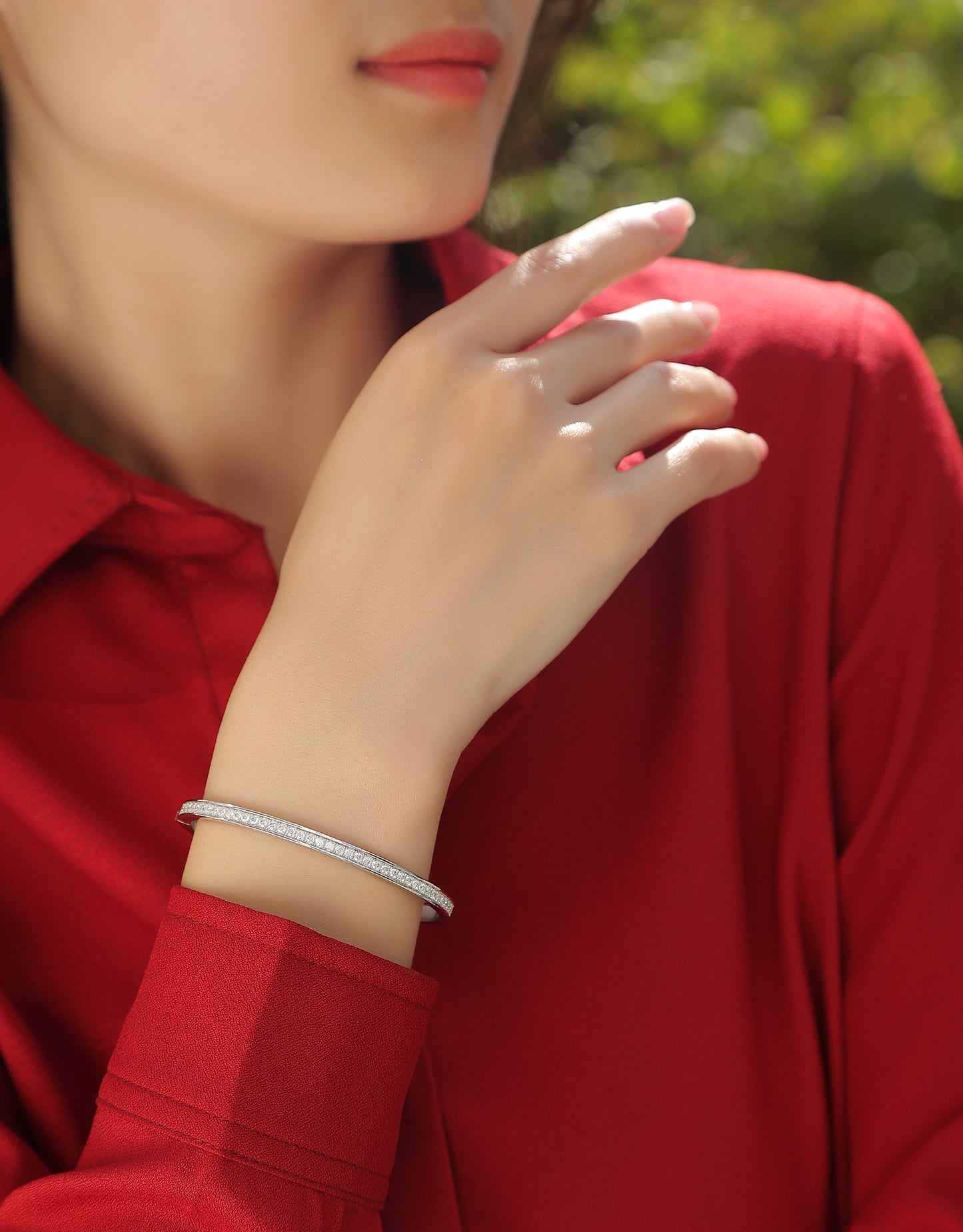Token Of Love - Luxury Silver Bracelet Set With Top-quality Moissanite D Color VVS , S925 Silver-plated Platinum