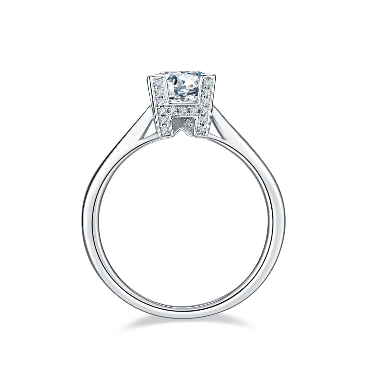 1-carat Luxury Silver Ring Set With Top-quality Moissanite D Color VVS, S925 Silver Plated Platinum