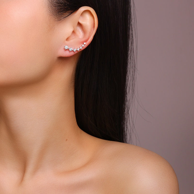 Luxury Silver Stud Earrings Set With
Top-quality Moissanite, S925 Silver Plated Platinum