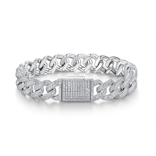 Set With Top-quality Moissanite, This Luxurious And Fashionable Light Luxury Jewelry Silver Bracelet Is Made Of S925 Silver Electroplated With Platinum