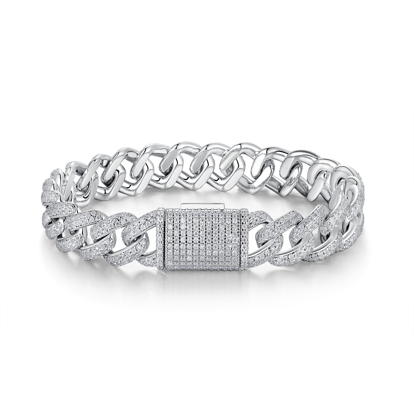 Set With Top-quality Moissanite, This Luxurious And Fashionable Light Luxury Jewelry Silver Bracelet Is Made Of S925 Silver Electroplated With Platinum