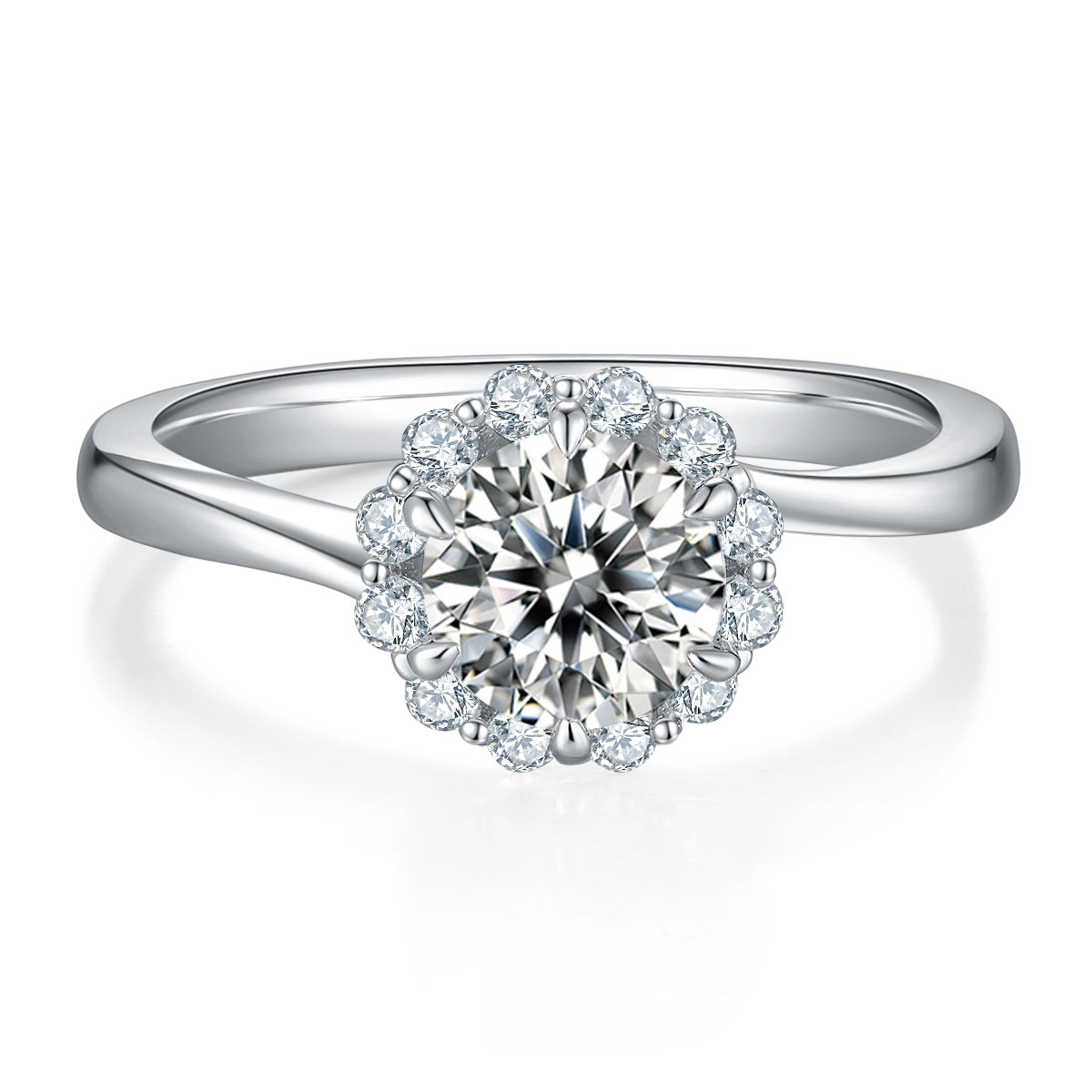 1-carat Luxury Silver Ring Set With Top-quality Moissanite D Color VVS, S925 Silver Plated Platinum