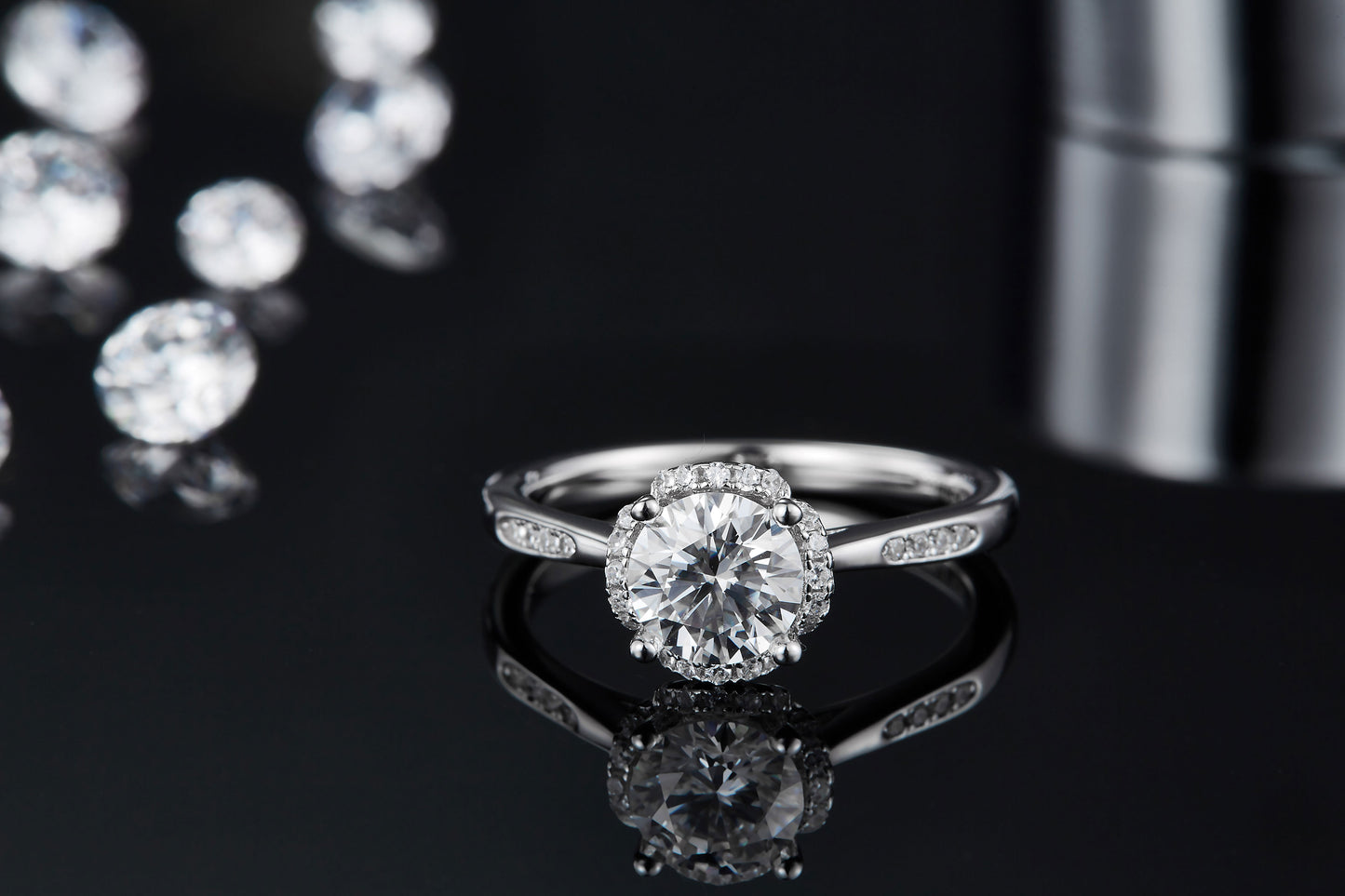 1-carat Luxury Silver Ring Set With Top-quality Moissanite D Color VVS , S925 Silver Plated Platinum