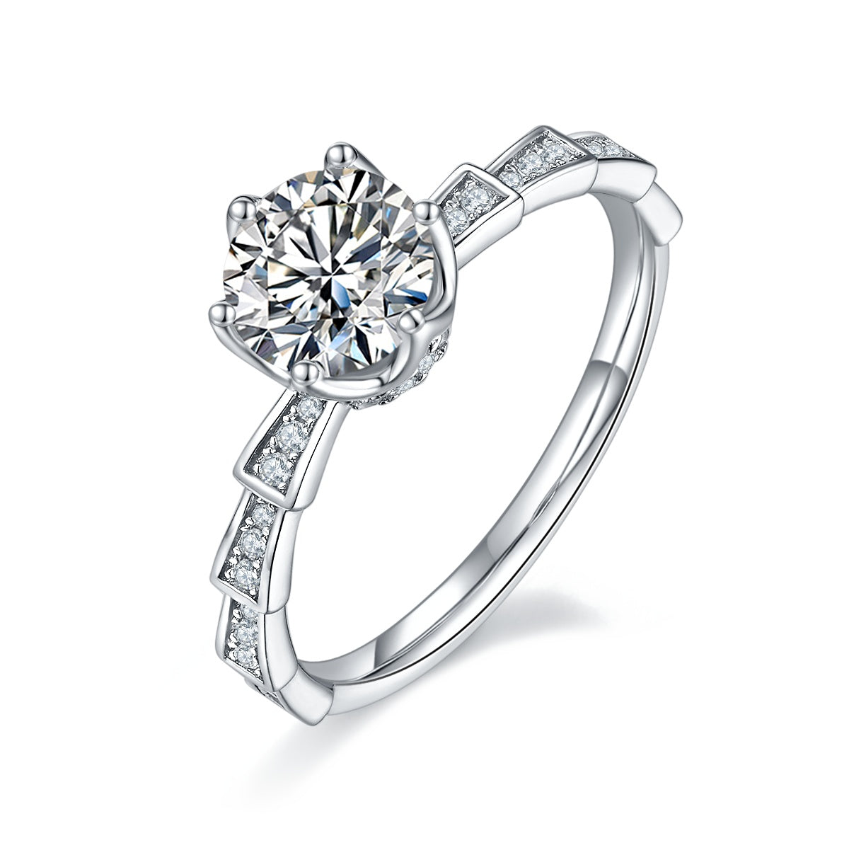 1-carat Luxury Silver Ring Set With Top-quality Moissanite D Color VVS, S925 Silver Plated Platinum