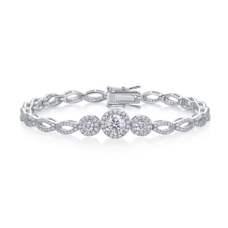 1-Carat Luxury S925 Silver Electroplated Platinum Set With Top-quality Moissanite D Color VVS1 Bracelet