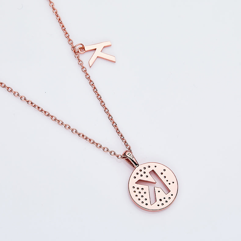 Luxury Initial Letter Necklace Pendant – K , S925 Silver Rose Gold Plated with Top-Quality Brilliant Moissanite