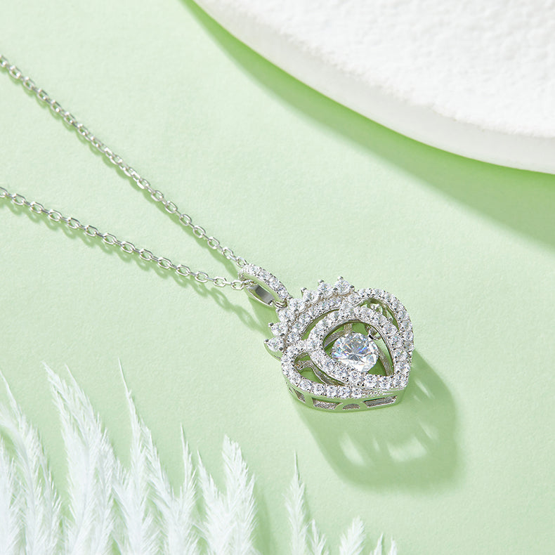 Luxury Necklace Set With Top-quality Moissanite, S925 Silver Electroplated With Platinum