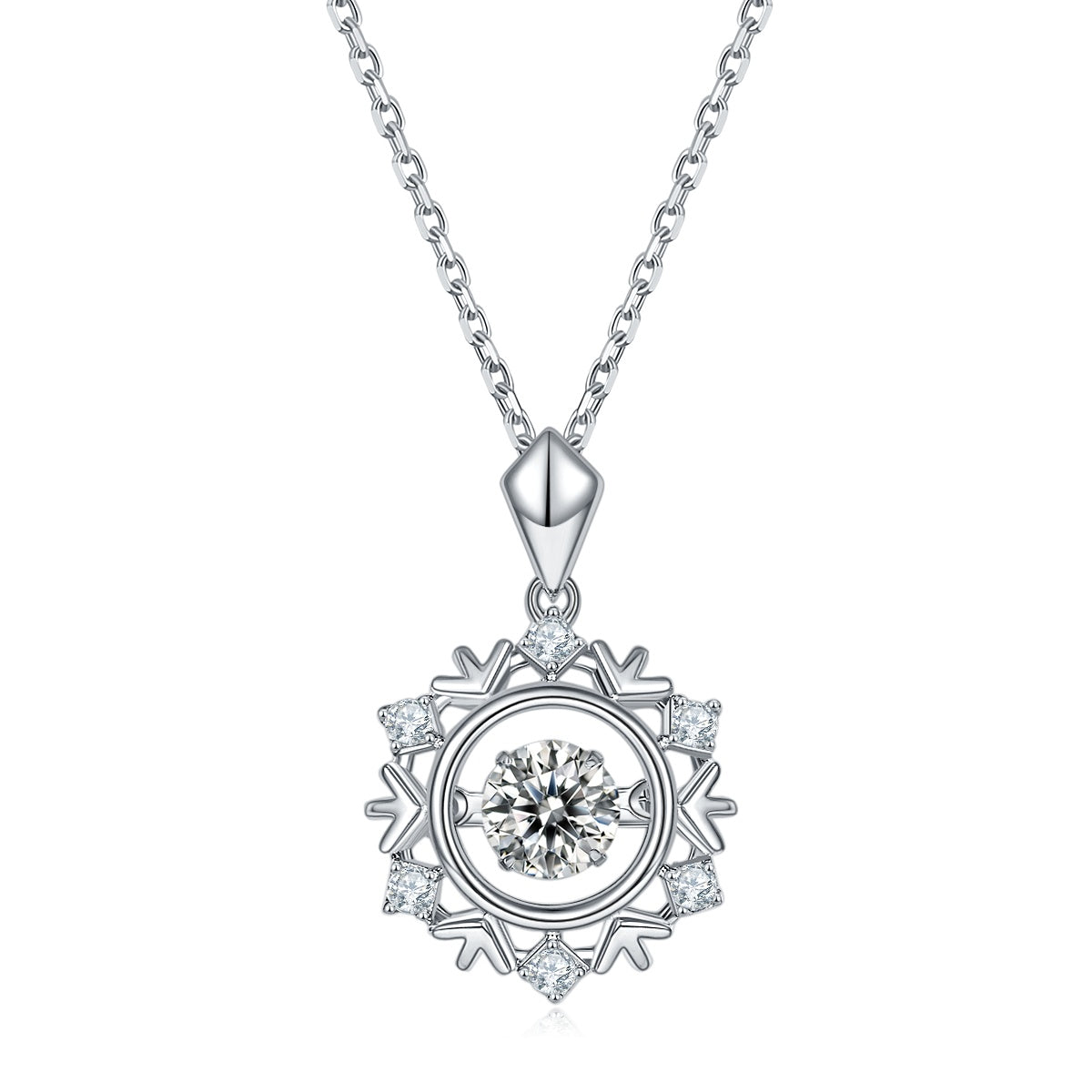 Luxury Moissanite "Dancing Stone" Necklace – S925 Sterling Silver, Platinum Electroplated – Top-Quality D Color VVS1 Certified Pendant