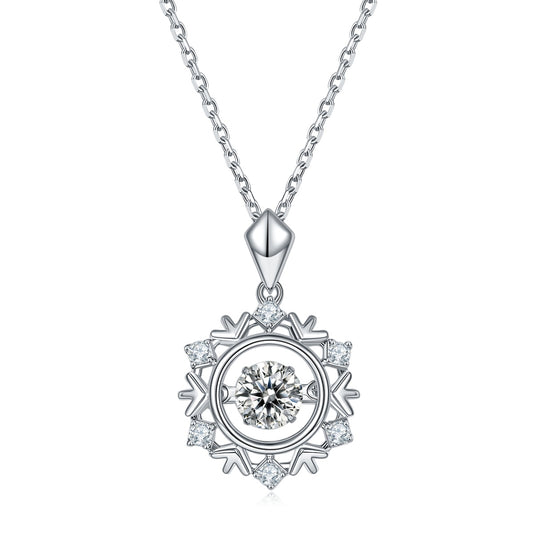 Luxury Moissanite "Dancing Stone" Necklace – S925 Sterling Silver, Platinum Electroplated – Top-Quality D Color VVS1 Certified Pendant