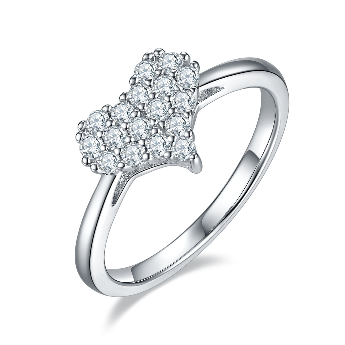Luxury Silver Ring Set With Top-quality Moissanite, S925 Silver Plated With Platinum