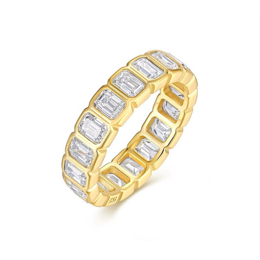 Luxury Silver Ring Set With Top-quality Moissanite, S925 Silver Electroplated With Gold