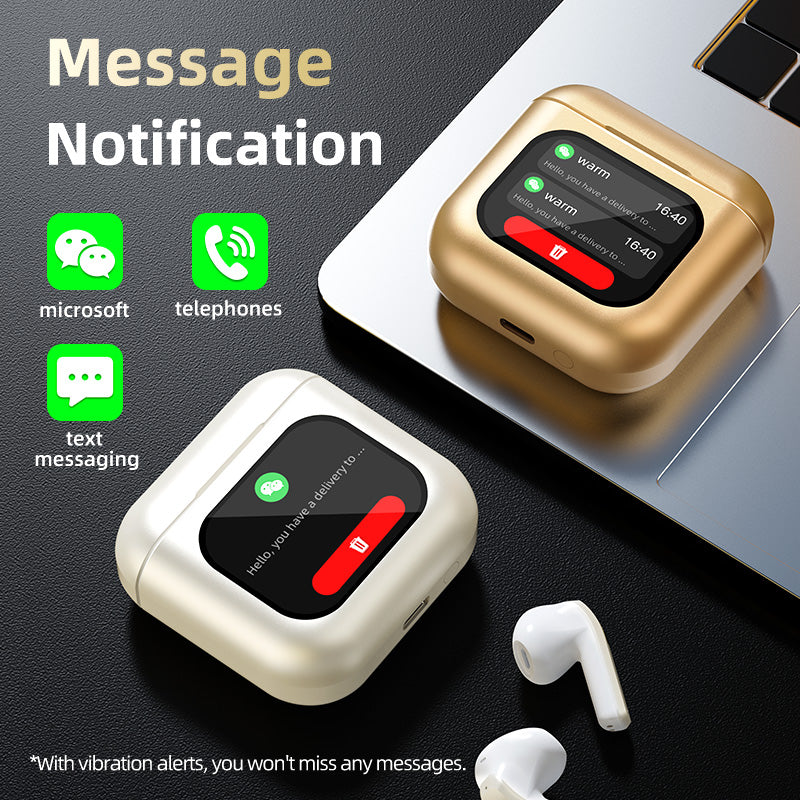 TWS Screen Display Wireless Active ANC Noise-canceling Earbuds, Smart Touch Screen Wireless Earbuds, Noise-canceling Wireless Earphones, Long Battery Life, Built-in SD Card With MP3 Playback